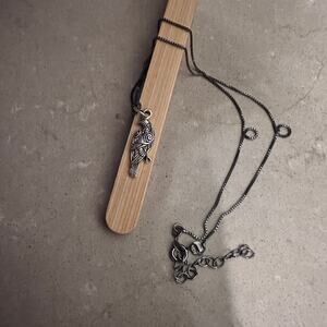 Sterling Silver Raven Necklace Black Rhodium Chain